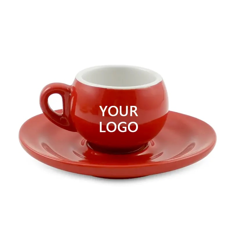 Red Coffee Cup with Saucer