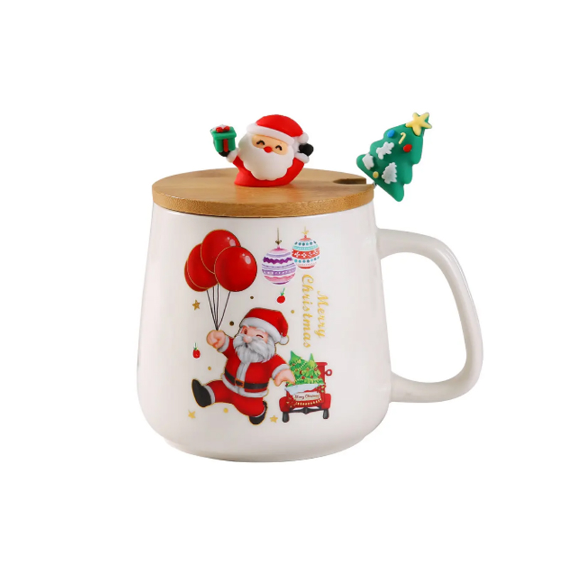 Ceramic coffee Mug with Lid and Spoon