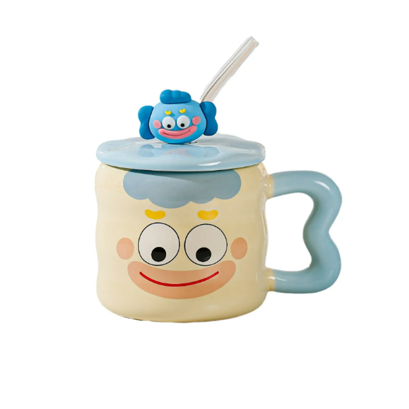 Ceramic coffee Mug with Lid and Spoon