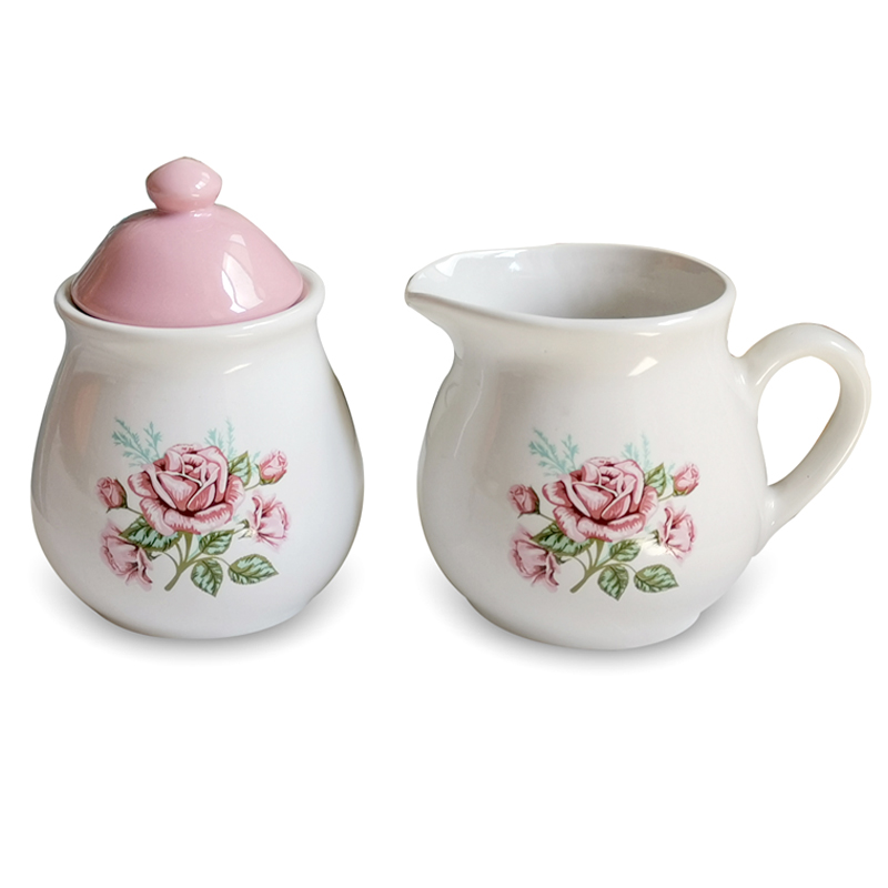 Ceramic Sugar Jar and Creamer